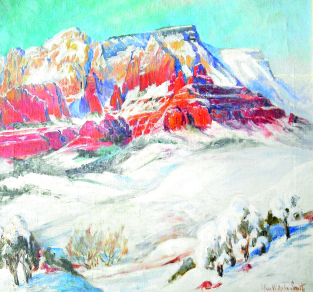 Marjorie Reed, 1915-1996, The White Winter of ‘49 at Sedona, or Sedona’s Deepest Snow, oil on canvas;.png